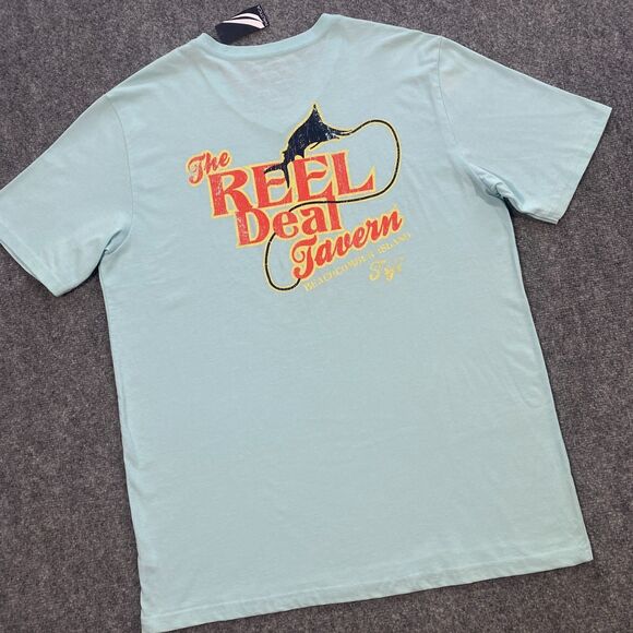 Nautica Reel Deal Tavern V-Neck Shirt Adult Medium Blue Beachcomber Island Fiji - Picture 3 of 16